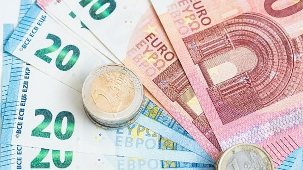 Notas e moedas de euro em circulação