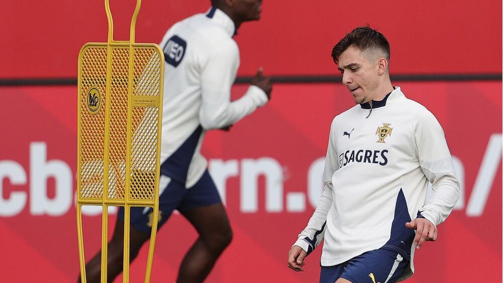 Francisco Conceição durante um treino da Seleção Nacional