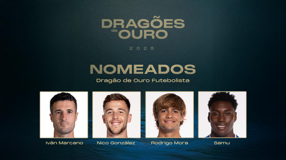 Quatro candidatos a receber Dragão de Ouro na categoria Futebolista
