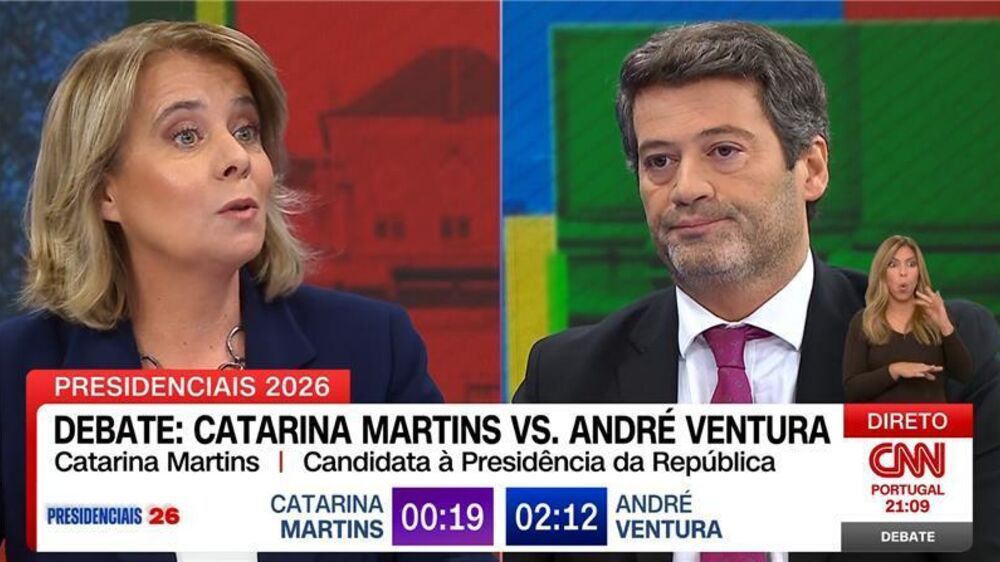André Ventura e Catarina Martins defrontam-se em debate presidencial