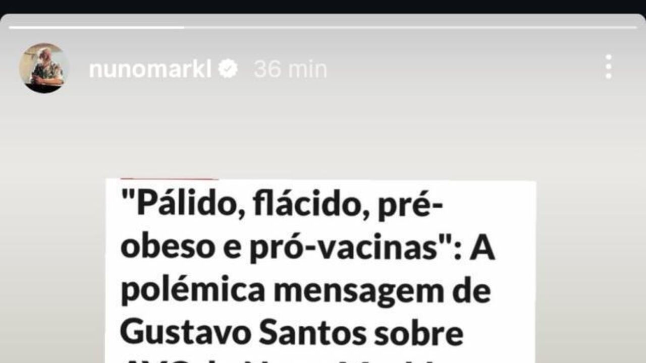 Nuno Markl reage a críticas de Gustavo Santos após AVC