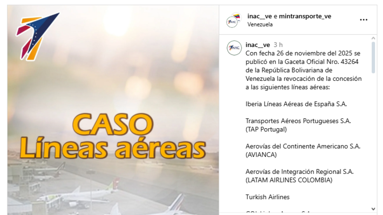 Venezuela revoga concessões de voo de empresas como a TAP e Iberia