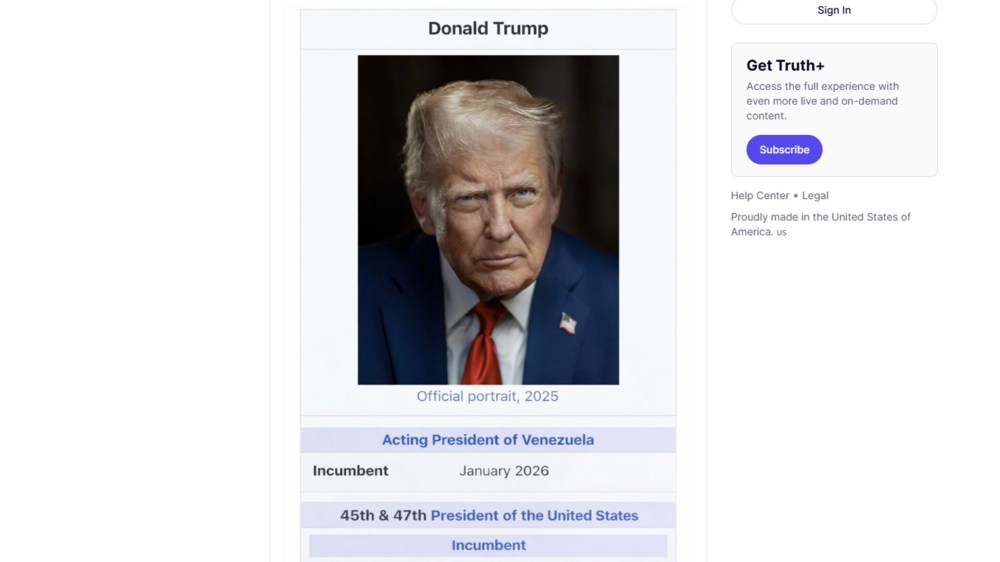 Trump alega ser presidente interino da Venezuela na Truth Social