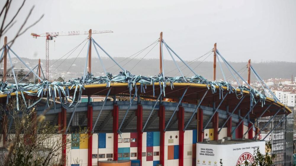 Danos no estádio de Leiria após a passagem da depressão Kristin