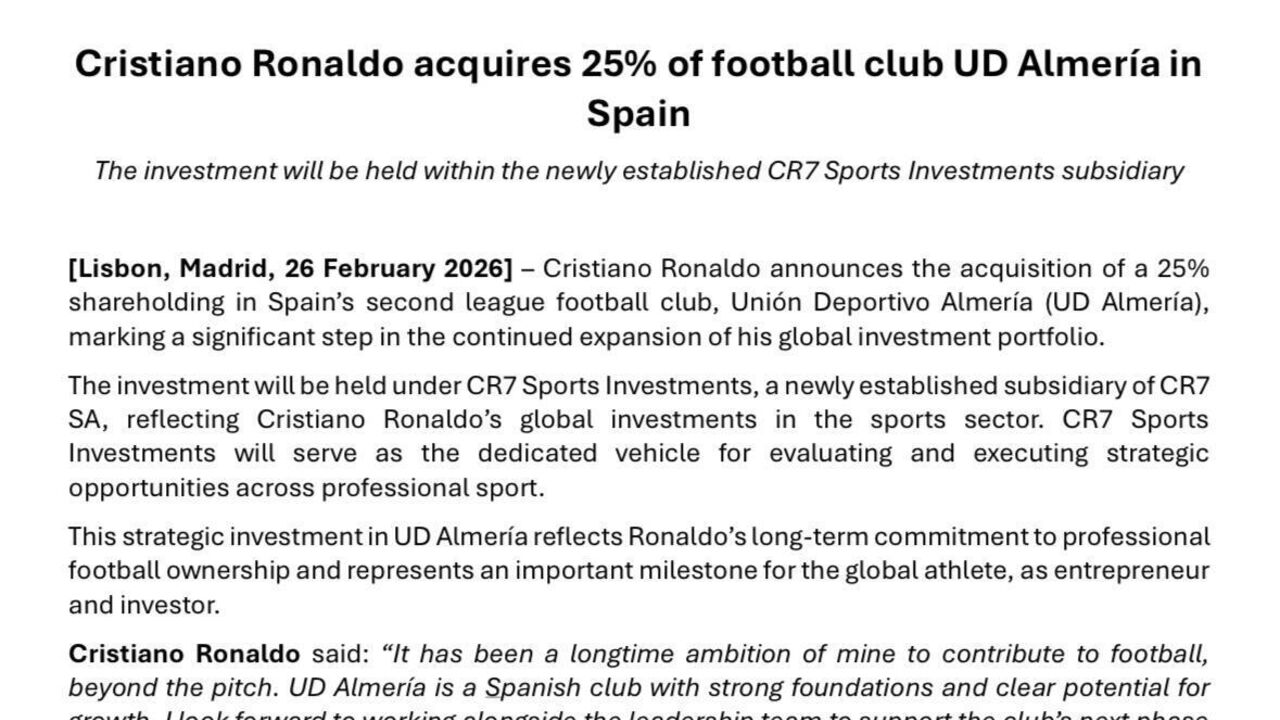 O comunicado de Cristiano Ronaldo