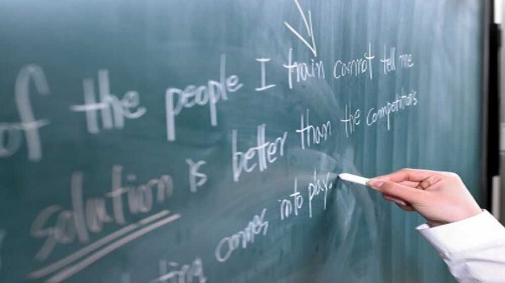 inglês, escola, quadro, giz