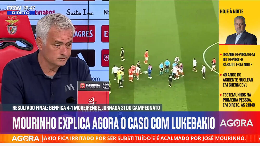 Mourinho com recado a Lukebakio: «Bem dos joelhos, o Diamantino Miranda também rebenta com isto. Agora correr para trás...»