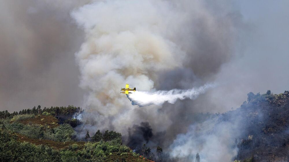 Fogo em mata de Arouca mobiliza 130 operacionais e 5 aviões