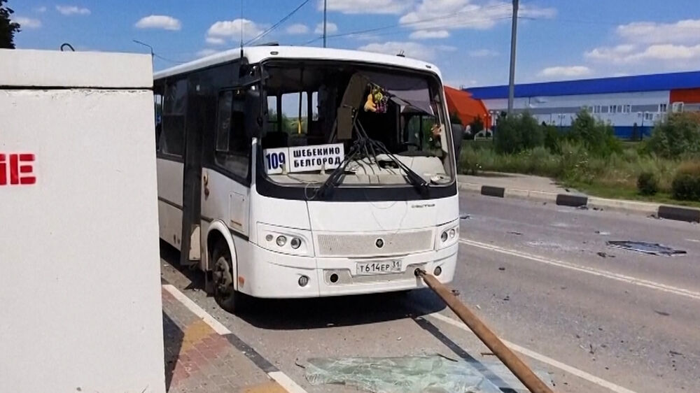 Autocarro atacado em Shebekino, Belgorod, Rússia